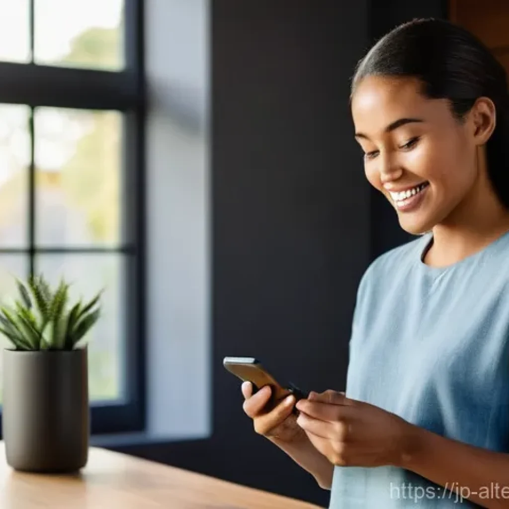 에너지 효율성 지표 - Smart Home Energy Management**
A young woman in her early 30s with a warm, confident smile stands in...