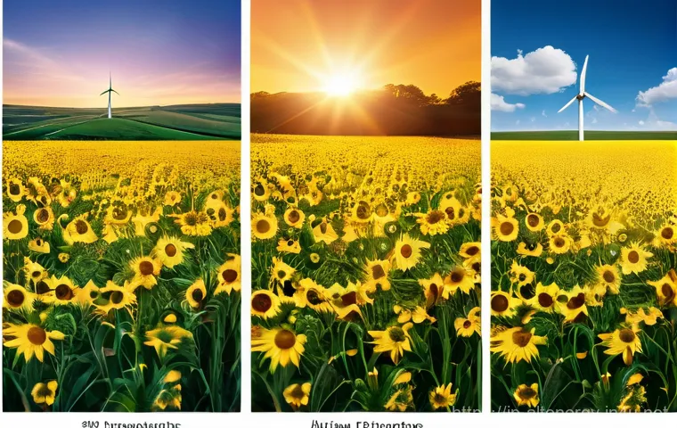 전 세계 대체에너지 보급 현황 - Here are three detailed image prompts in English, designed to be suitable for a 15-year-old audience...