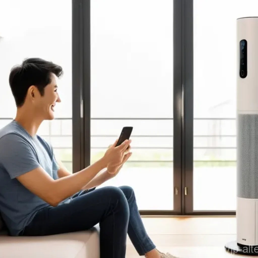 에너지 절감 스마트 가전 - Effortless Energy Saving with Smart Appliances**
A brightly lit, clean, and modern Japanese living ...