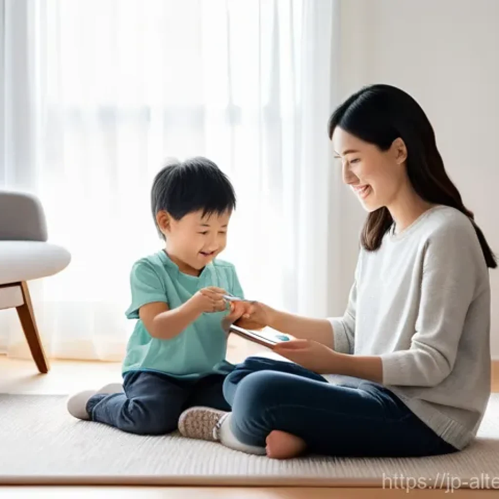 에너지 관리 시스템 - **Prompt:** A cozy and brightly lit modern Japanese living room, filled with soft natural light. A f...